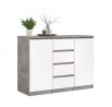 Komoda SIMPLICITY 236, Beton/Bílý lesk