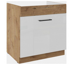 Kuchyňská skříňka Vega 80 ZL 1S dub lancelot/bílý lesk