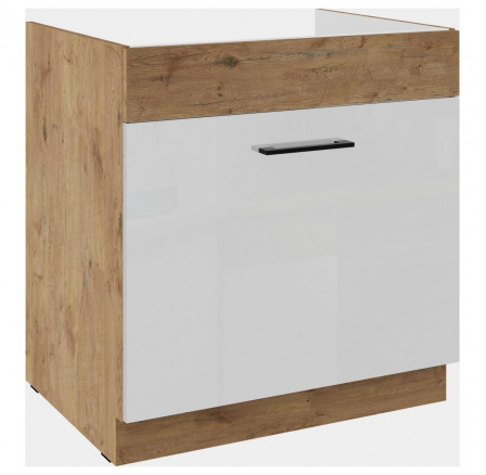 Kuchyňská skříňka Vega 80 ZL 1S dub lancelot/bílý lesk