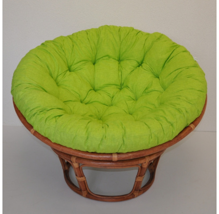 Ratanový papasan 110 cm koňak polstr světle zelený melír