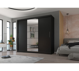 Posuvná skříň se zrcadlem ERWIN 235 Černá+Černá