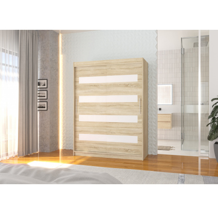 Posuvná skříň s lacobelem MARTINEZ 150 Sonoma+White Lacobel