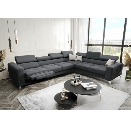 Rohová sedací souprava TOSCANIA MAX , relax 320×250 - grafit , pravá