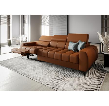 Sofa PORTO III , relax 263 cm přírodní kůže - Koňaková kůže, Levá strana