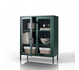 Prosklená vitrína nízká lahvově zelená: Moderní GINA, 800 x 1015 x 400 mm