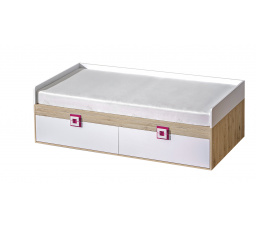 Dětská postel NICO 14, Světlý Dub/Bílá/Růžová