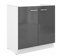 Dolní skříňka SOLA - 80 ZL 2F BB, Bílá/Šedý Lesk