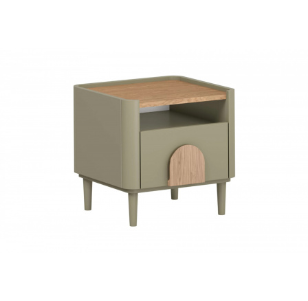 AMILIO NOČNÍ STOLEK 50 1KS - eukalyptus / dub baltic dune / úchyty dub přírodní / nohy eukalyptus