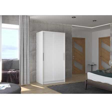 Šatní skříň s posuvnými dveřmi ASTEN 100 Bílá+Bílá