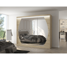 Posuvná skříň se zrcadlem a LED osvětlením CAMBE 250 Sonoma+Sonoma