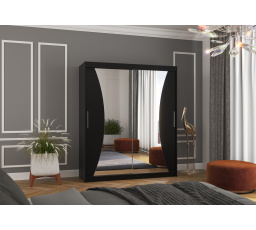 Posuvná skříň se zrcadlem CHARLOTTE 180 Černá+Černá