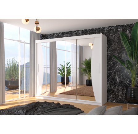 Posuvná skříň se zrcadlem DIEGO 250 Bílá+Bílá