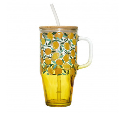 Hrnek s víčkem a brčkem Soleo 650ml     citrony