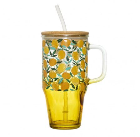 Hrnek s víčkem a brčkem Soleo 650ml     citrony