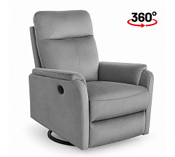 Relaxační křeslo s elektrickým rozkládáním, šedý samet Riviera 91 FR15-FX