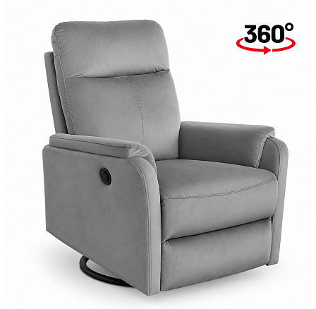 Relaxační křeslo s elektrickým rozkládáním, šedý samet Riviera 91 FR15-FX
