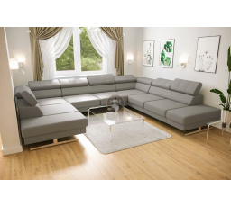 Rohová sedací souprava EMPORIO MAX I 300x350x220 přírodní kůže - šedá kůže , pravá