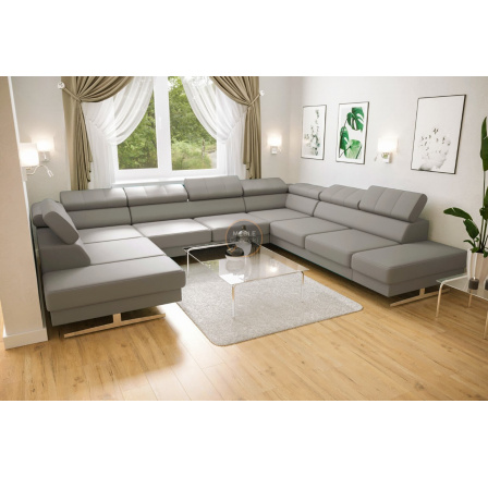 Rohová sedací souprava EMPORIO MAX I 300x350x220 přírodní kůže - šedá kůže , pravá