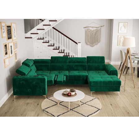 Rohová sedací souprava ORION MAX III , relax s funkcí spaní 165x320x190 cm - zelená , levá