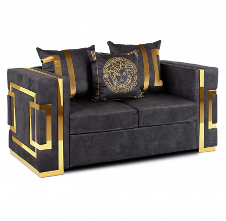 Sofa PALLAZO 2S Dvoumístná Černá/Zlatá