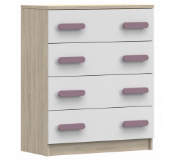 Komoda 4S SMYK III - 02, Dub Sonoma/Bílá/Vřes