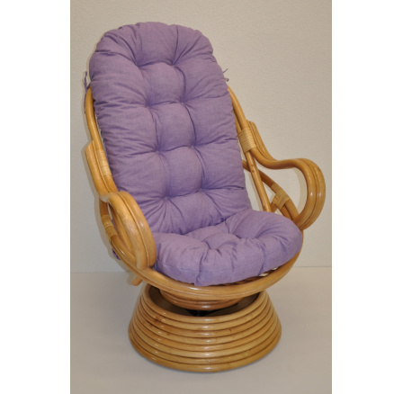 Ratanové houpací křeslo Swivel medové polstr fialový melír Ratanové houpací křeslo Swivel medové polstr fialový melír