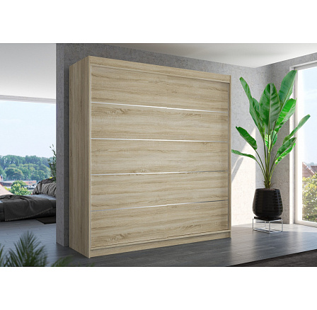 Šatní skříň s posuvnými dveřmi ESTEVA 200 Sonoma+Sonoma