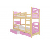 Dvoulůžková patrová postel s matracemi OSUNA Pine+Pink