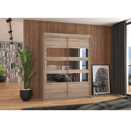 Posuvná skříň se zrcadlem FLORENTO 150 Truffle+Truffle