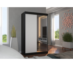 Posuvná skříň se zrcadlem REWENA 120 Černá+Bílá