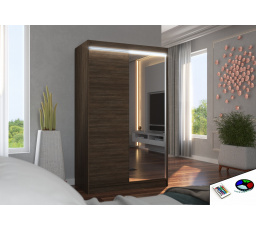 Posuvná skříň se zrcadlem a LED osvětlením REWENA 120 Choco+Choco
