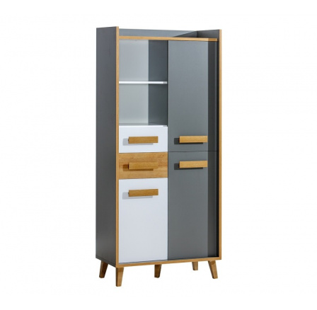 Systém "WERSO" W3 (Regál 3D 2S) - Barva: bílý brilantní/riviera