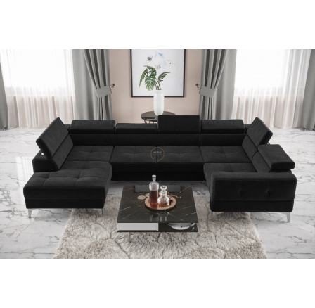 Rohová sedací souprava TOSCANIA MAX I 170x350x185 cm - černá , pravá