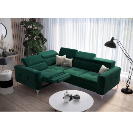 Rohová sedací souprava TOSCANIA , relax s funkcí spaní 185x250 - zelená , levá