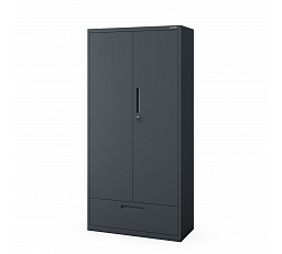 Kovová skříň MEGAN – antracitová, jedna zásuvka, 185 cm