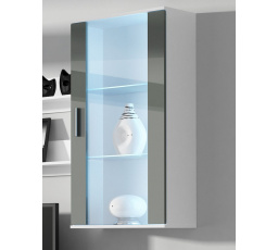 Závěsná vitrína SOHO S2, Bílá/Šedý lesk