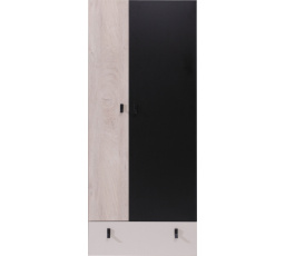 Šatní skříň PLANET- PL3, černá+dub+béžová