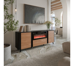 Komoda VOLARE 200 EF černý mat/ ořech