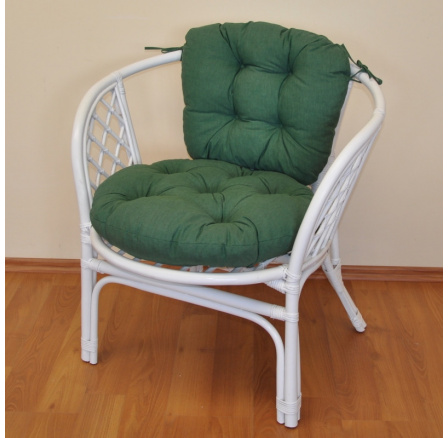 Ratanové křeslo Bahama bílé polstr tmavě zelený melír Ratanové křeslo Bahama bílé polstr tmavě zelený melír