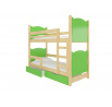 Dvoulůžková patrová postel s matracemi MARABA Pine+Green