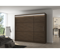 Šatní skříň s posuvnými dveřmi a LED osvětlením ANTOS 250 Choco+Choco