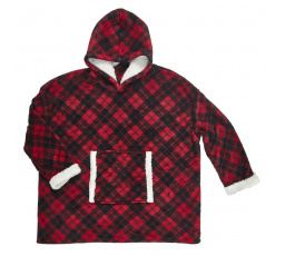 Zateplená kostkovaná mikina/snuddie červená