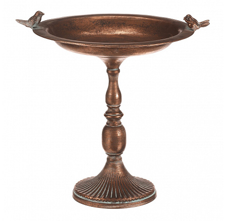 Stojan kovový - 46 cm, aranžovací, s ptáčky, měděný