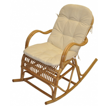 Houpací křeslo Klasik medové - polstr béžový melír 