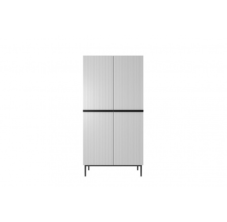 Šatní skříň Nicole s kovovými nohami a úchyty, bílý mat / černé nohy