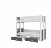 Dvoulůžková patrová postel ARTA 200x90 Bílá+Antracit
