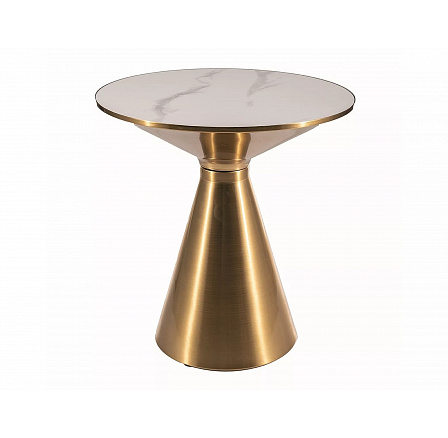 Konferenční stůl ARIES, Efekt bílého mramoru/Zlatá