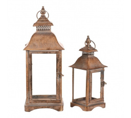 Lucerna čtyřboká - kov, zlatá, cena za sadu 2 ks