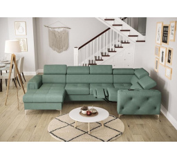 Rohová sedací souprava ORION MAX III , relax s funkcí spaní 165x320x190 cm - mořská zelená, pravá