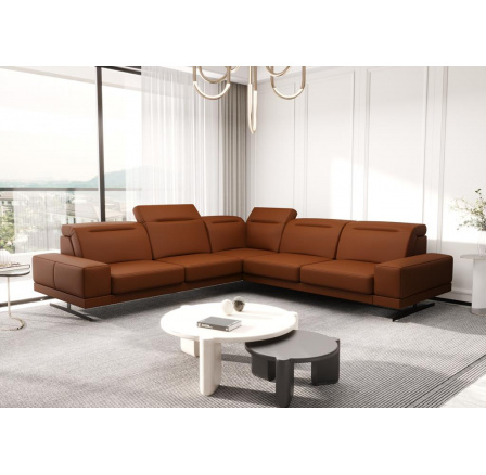 Rohová Kožená sedací souprava FIORE MAX 265x265 cm rezavá - Rychlé doručení